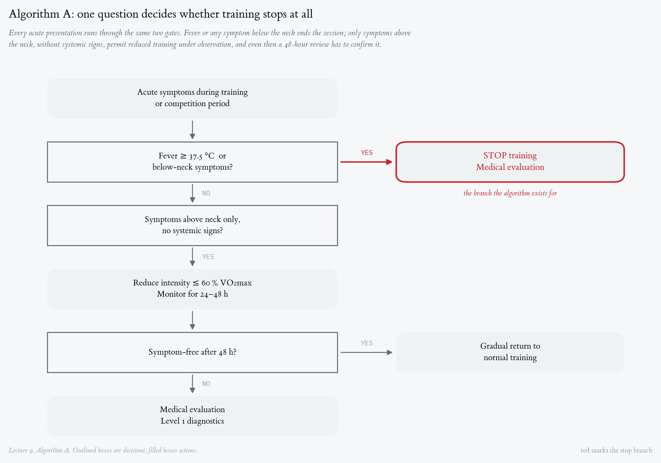 Algorithm A — acute symptom onset in athletes